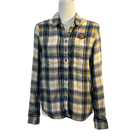 Harley-Davidson Women's Top Button Down Shirt Plaid Long Sleeve Rayon Size Small - Picture 1 of 7